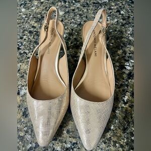 Antonio Melani Textured Cream Slingback Heels